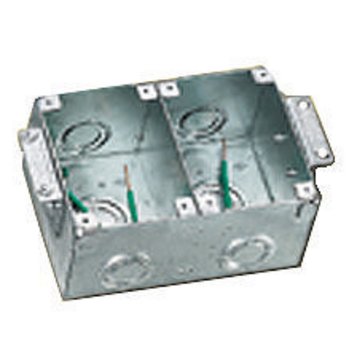 Hubbell Wiring Device-Kellems B2482 Deep Semi-Adjustable Floor Box, Stamped Steel, 42.5 cu-in/Compartment Capacity, 2 Gangs, 4 Knockouts, 4.5 in L x 6.42 in W x 3.13 in H