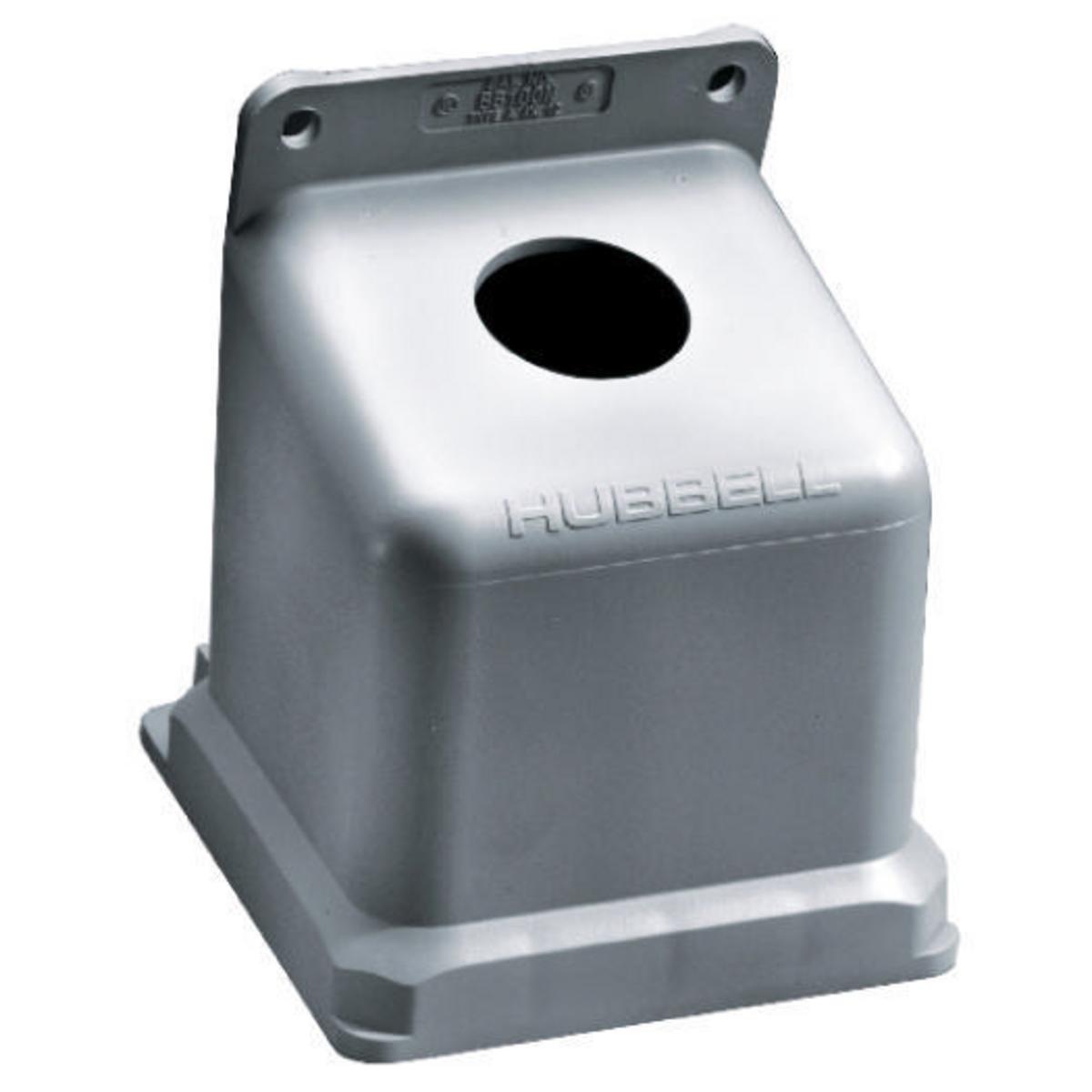 Hubbell Wiring Device-Kellems BB100N 1-Outlet, 15 deg Angled Molded Pin and Sleeve Back Box, 8.21 in H 5-1/2 in W 6.23 in D, For Use With 100 A Pin and Sleeve Device, Thermoplastic