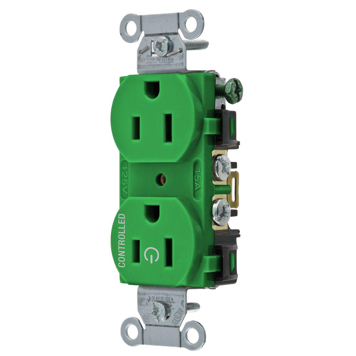 Hubbell Wiring Device-Kellems BR15C1GN Straight Blade Receptacles