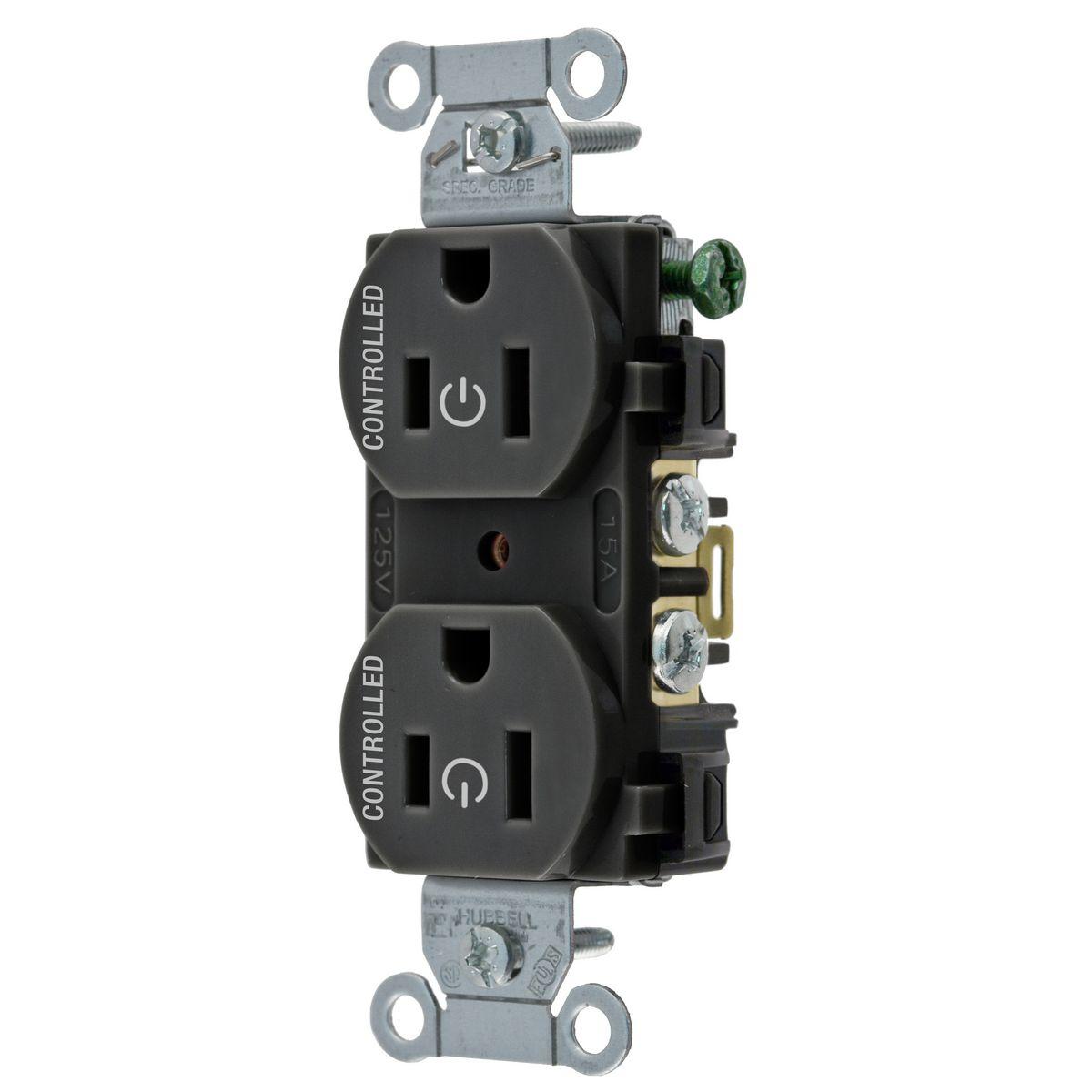Hubbell Wiring Device-Kellems BR15C2BLK Straight Blade Receptacles