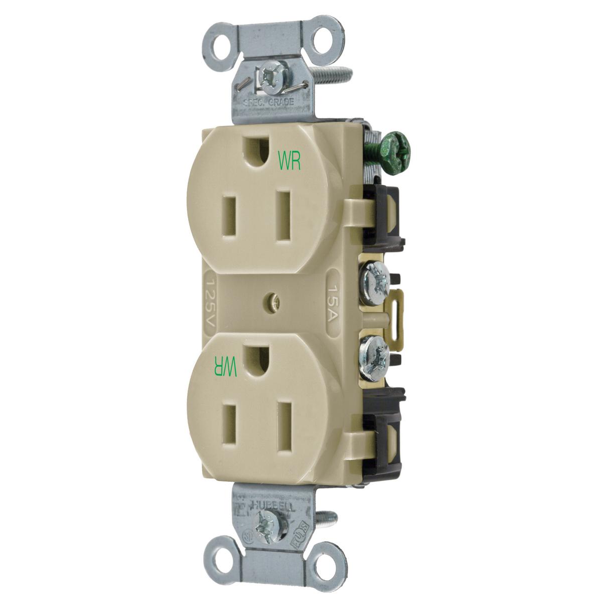 Hubbell Wiring Device-Kellems BR15IWR Straight Blade Receptacles