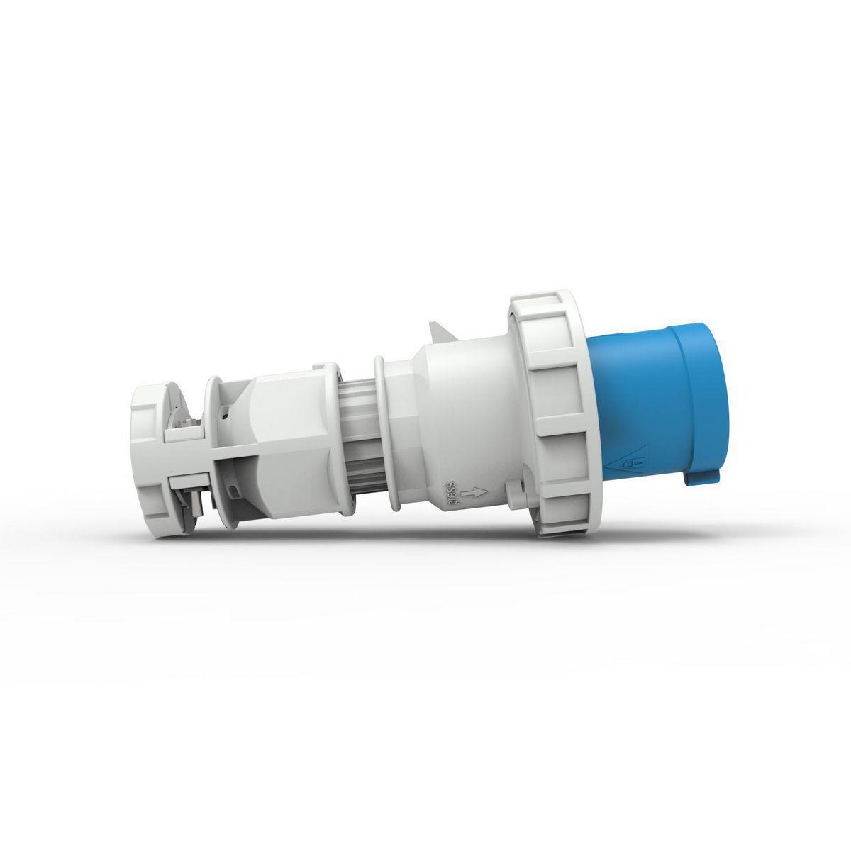 Hubbell Wiring Device-Kellems C460P9WA Hubbell-PRO Watertight Plug Heavy Duty Products- IEC Pin and Sleeve Devices, 125 to 250 V AC, 60/63 A, 3 Poles, 4 Wires, Blue