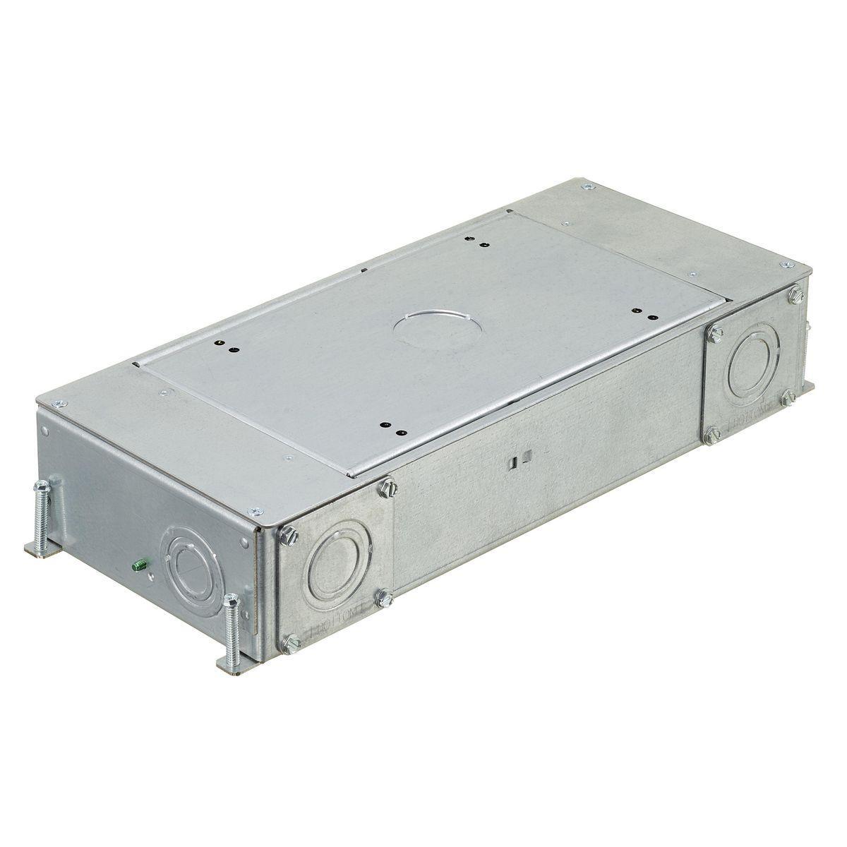 Hubbell Wiring Device-Kellems CFB2G30E SystemOne ETERNAL™ Recessed Floor Box, Stamped Steel, 56.5 cu-in Capacity, 2 Gangs, (10) Knockouts, 3 in H x 6.62 in W x 16.27 in L