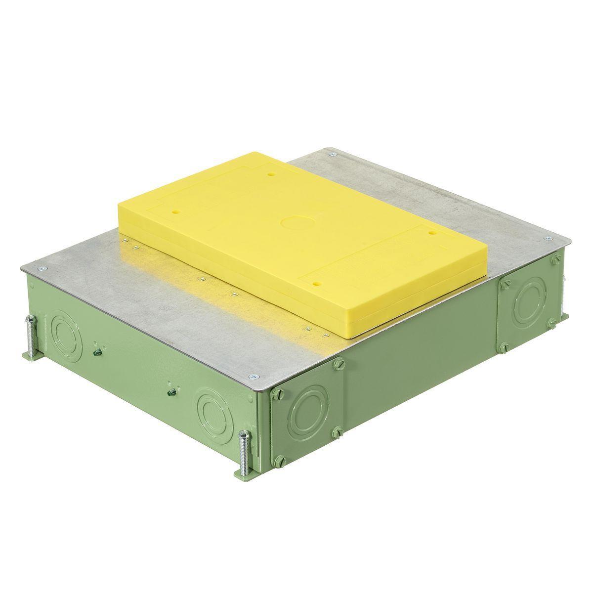 Hubbell Wiring Device-Kellems CFB4G30CRE SystemOne ETERNAL™ Recessed Floor Box, Stamped Steel, 51 cu-in Capacity, 4 Gangs, (12) Knockouts, 3 in H x 11.33 in W x 14.57 in L