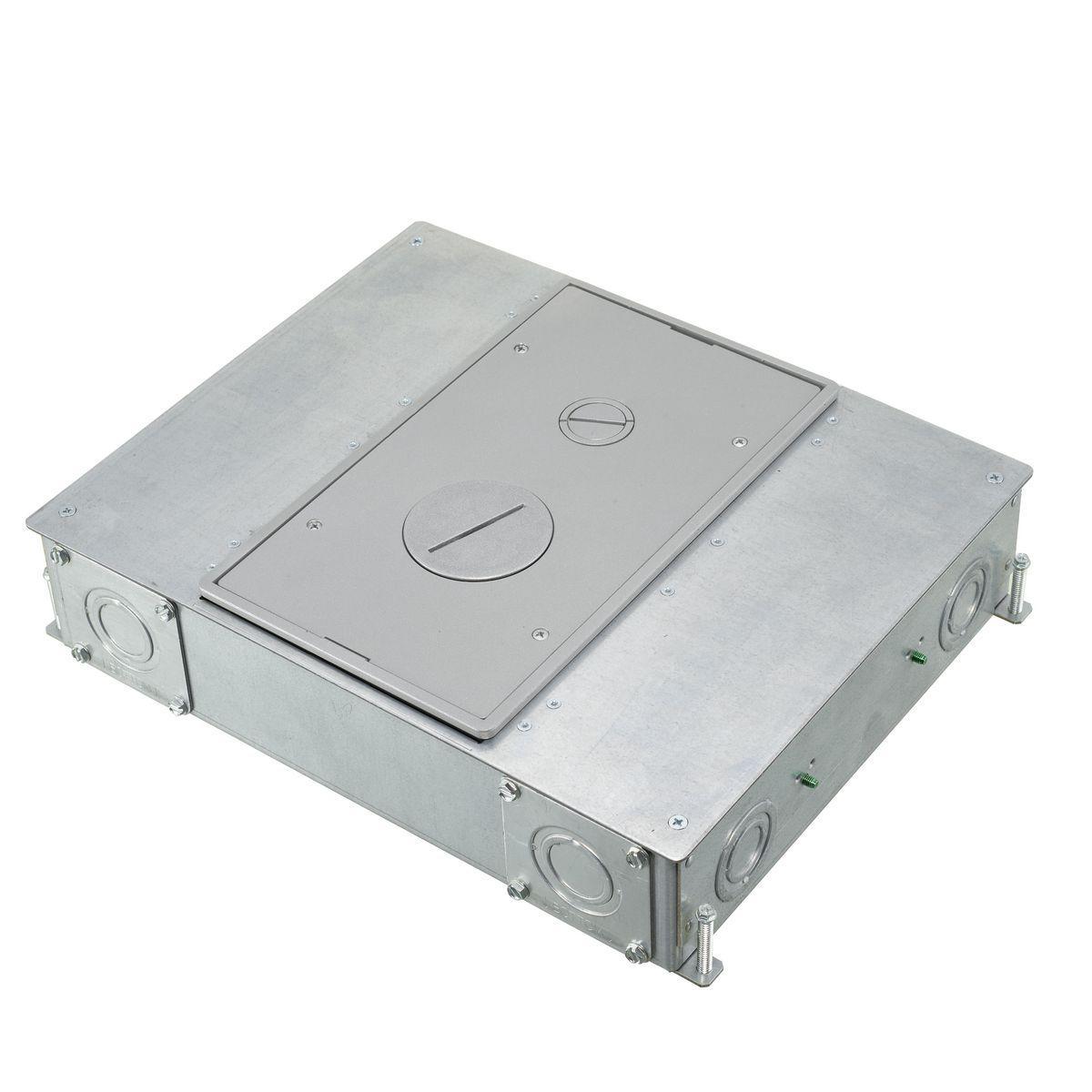Hubbell Wiring Device-Kellems CFB4G30E SystemOne ETERNAL™ Recessed Floor Box, Stamped Steel, 51 cu-in Capacity, 4 Gangs, (12) Knockouts, 3 in H x 11.33 in W x 14.57 in L