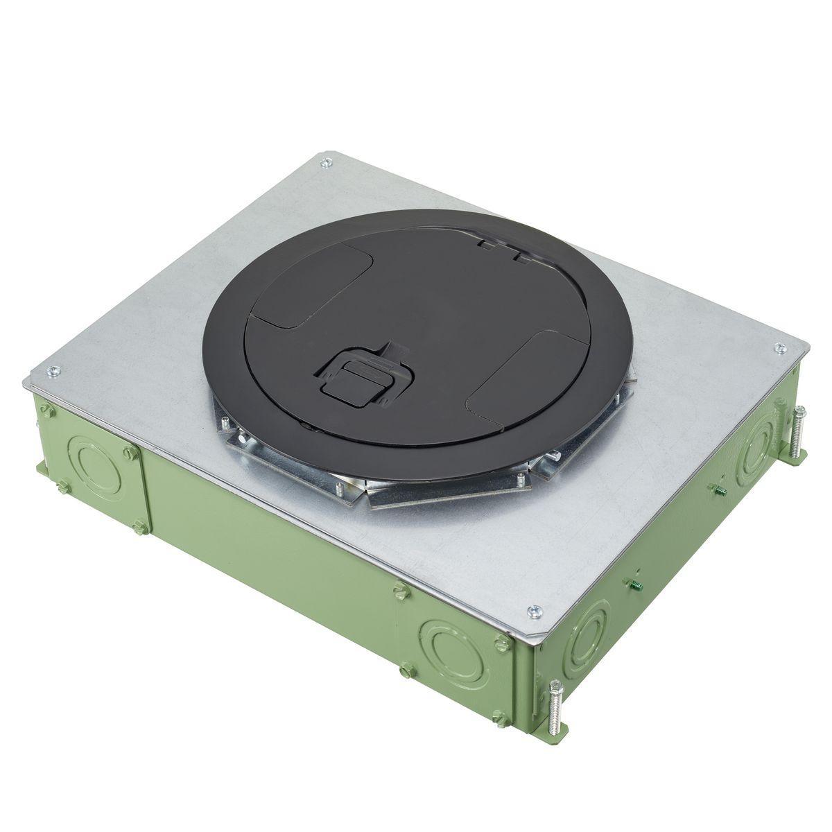 Hubbell Wiring Device-Kellems CFB4G30RCRE SystemOne ETERNAL™ Recessed Floor Box, Stamped Steel, 51 cu-in Capacity, 4 Gangs, (12) Knockouts, 3.75 in H x 11.33 in W x 14.57 in L