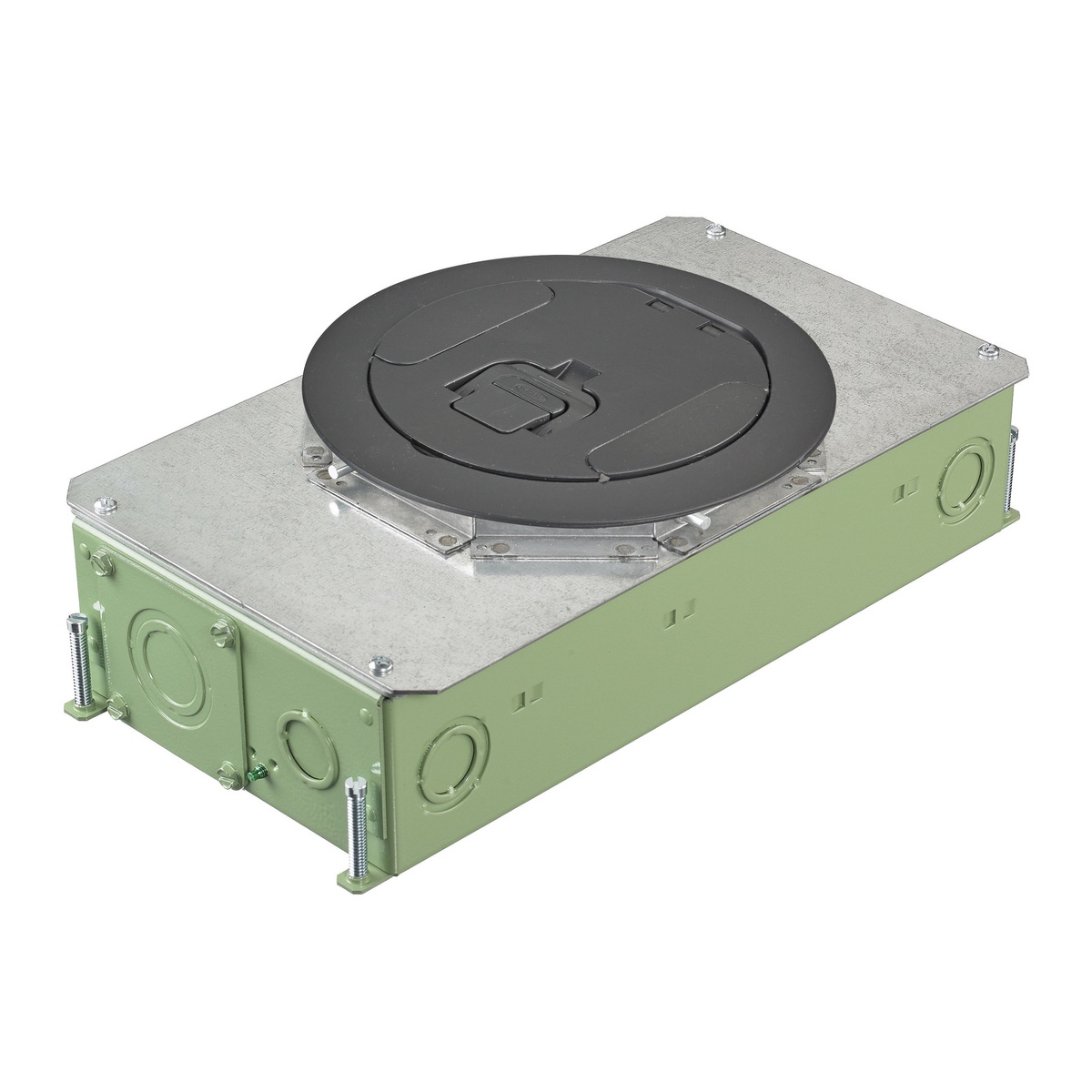 Hubbell Wiring Device-Kellems CFBS1R6CVRBLK CFB2G Standard Floor Box Cover, 6 in Dia, 7-1/2 in L x 7-1/2 in W x 1.3 in D, Cast Aluminum