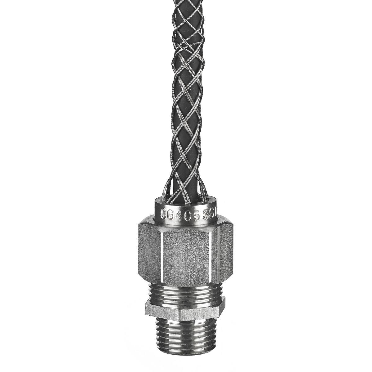 Hubbell Wiring Device-Kellems CG408SST Form 2 Liquidtight Standard Deluxe Cord Grip, 1/2 in Trade, (1) Conductors, 3/8 to 1/2 in Cable Openings, Stainless Steel