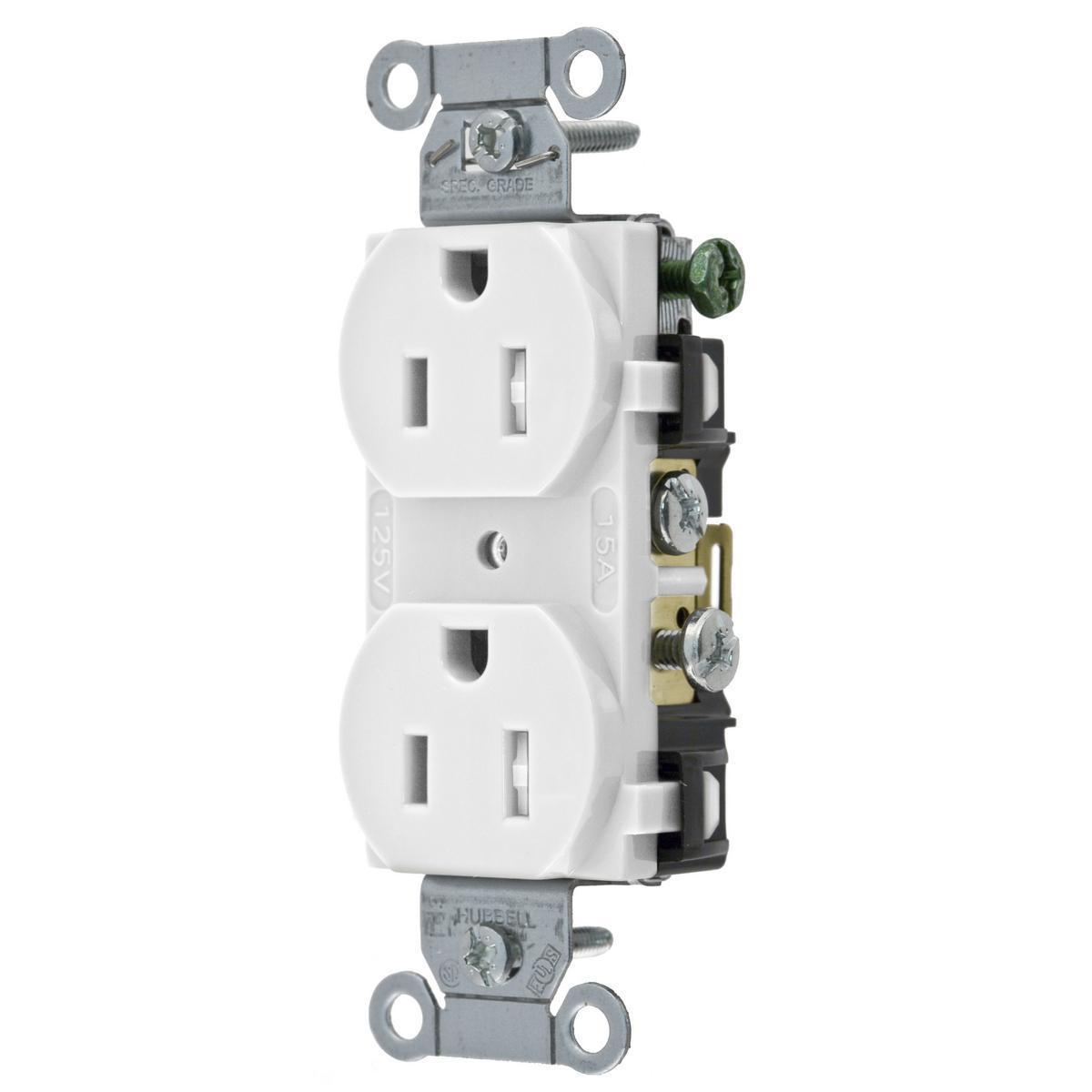 Hubbell Wiring Device-Kellems CR15WHITRM1 Straight Blade Receptacles