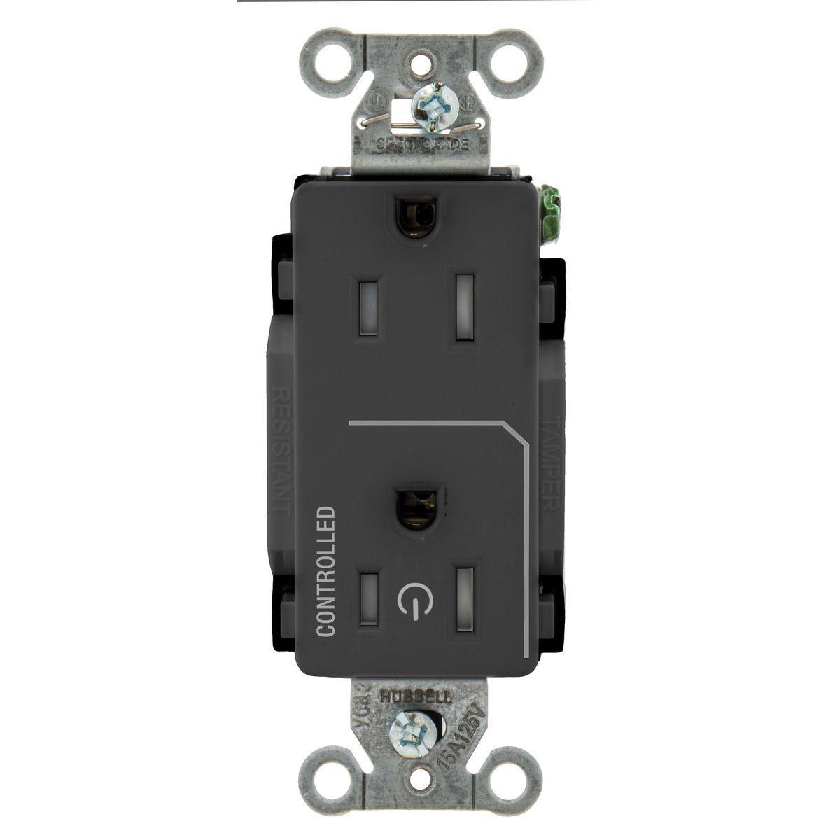 Hubbell Wiring Device-Kellems DR15C1BLKTR Straight Blade Receptacles