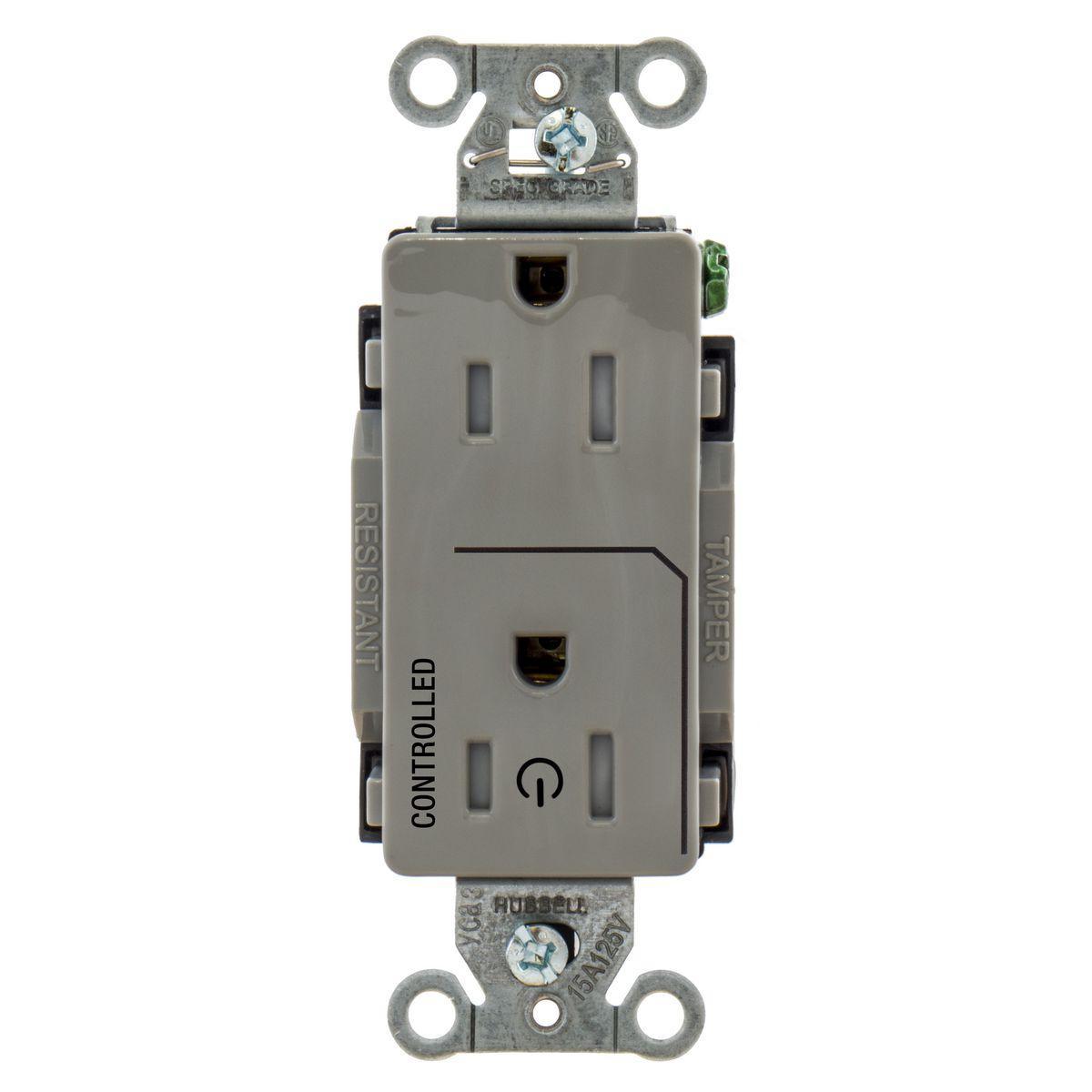 Hubbell Wiring Device-Kellems DR15C1GRYTR Straight Blade Receptacles