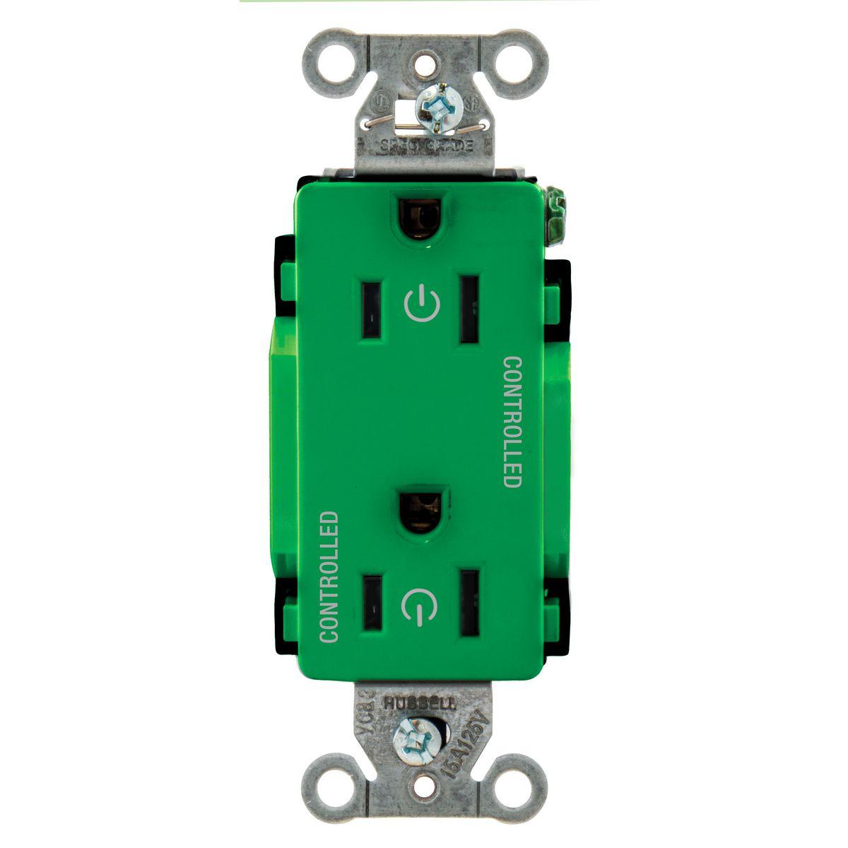 Hubbell Wiring Device-Kellems DR15C2GN Straight Blade Receptacles