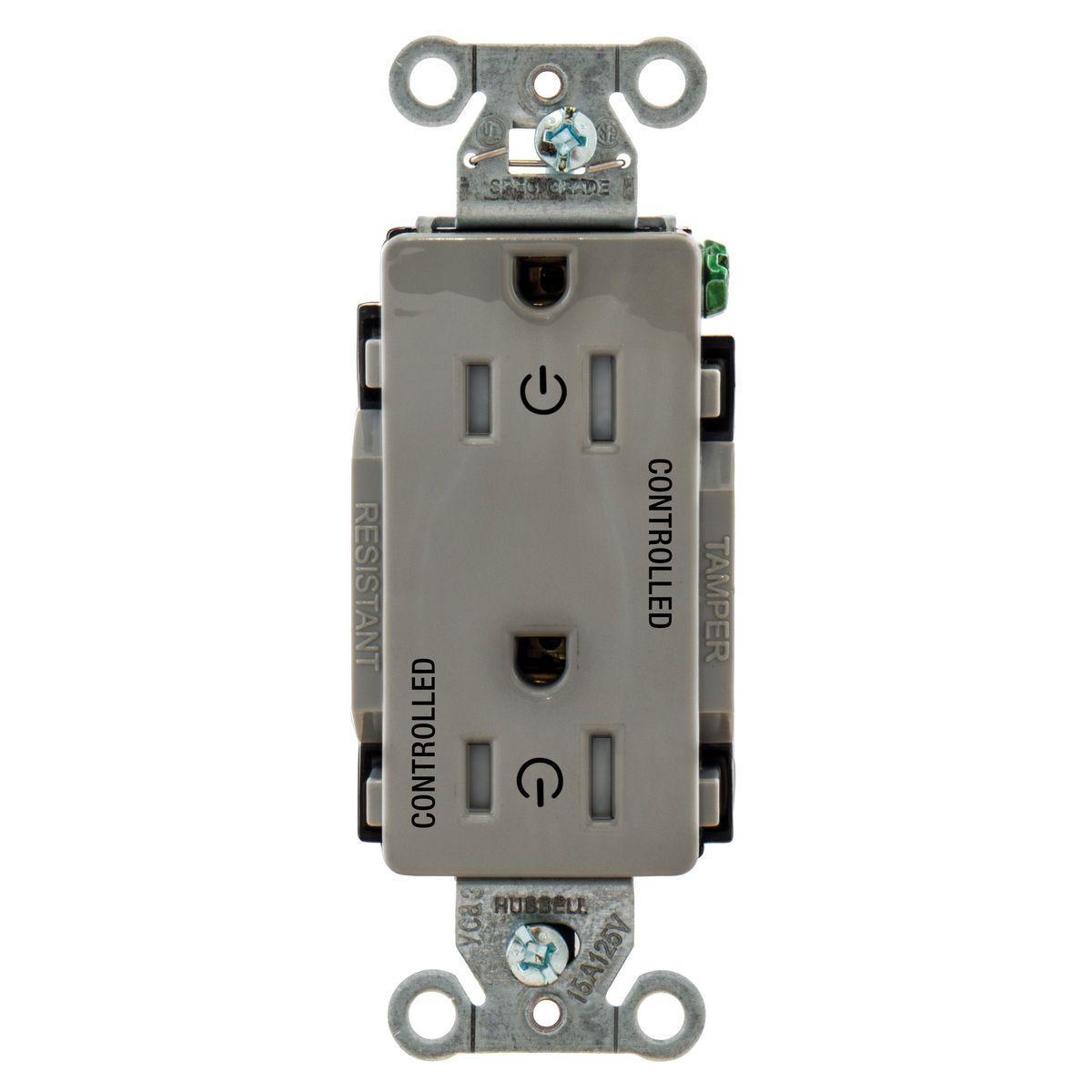 Hubbell Wiring Device-Kellems DR15C2GRYTR Straight Blade Receptacles
