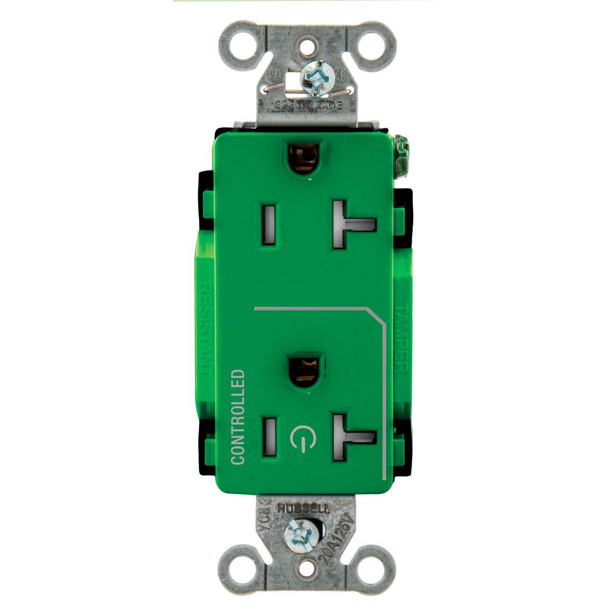 Hubbell Wiring Device-Kellems DR20C1GNTR Straight Blade Receptacles