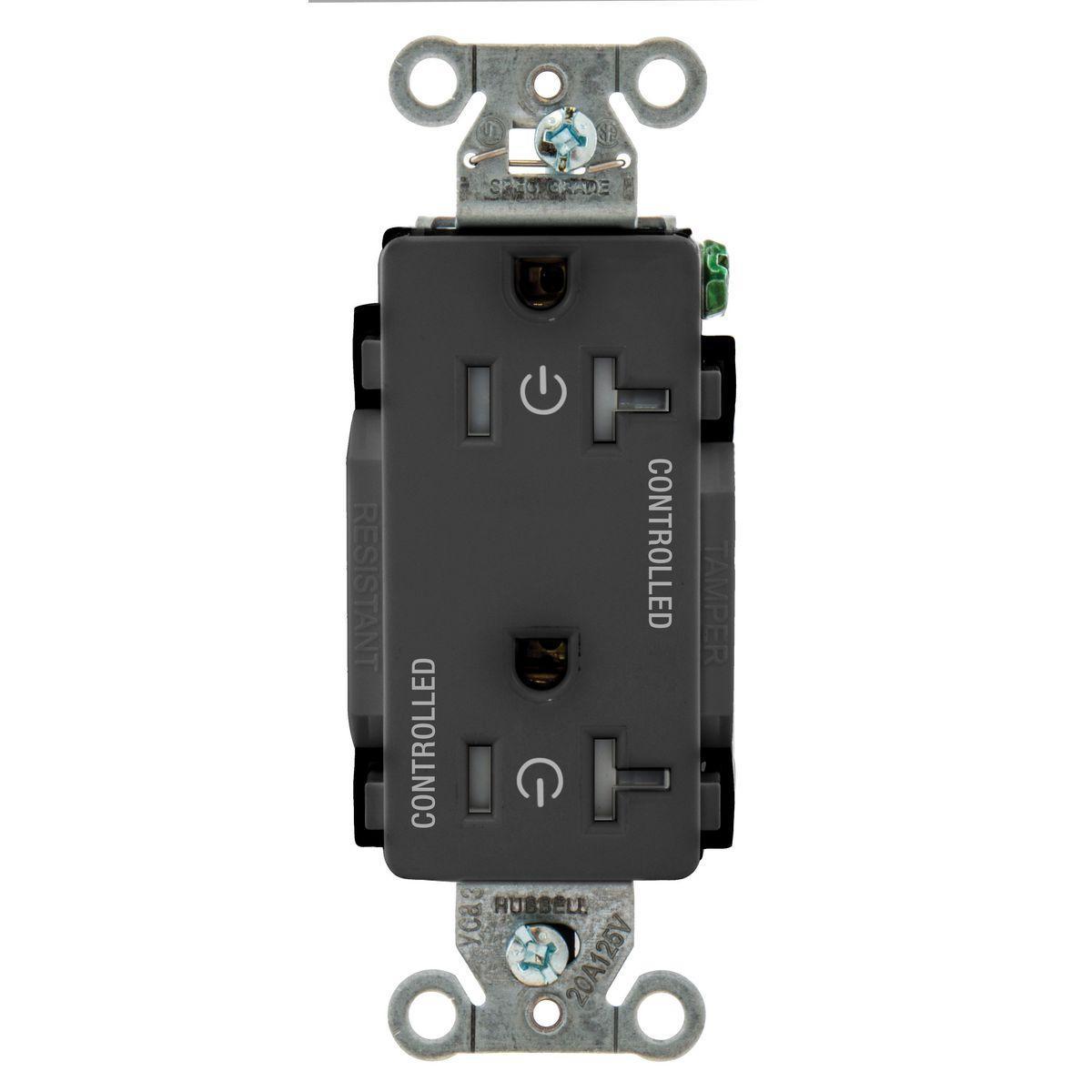 Hubbell Wiring Device-Kellems DR20C2BLKTR Straight Blade Receptacles