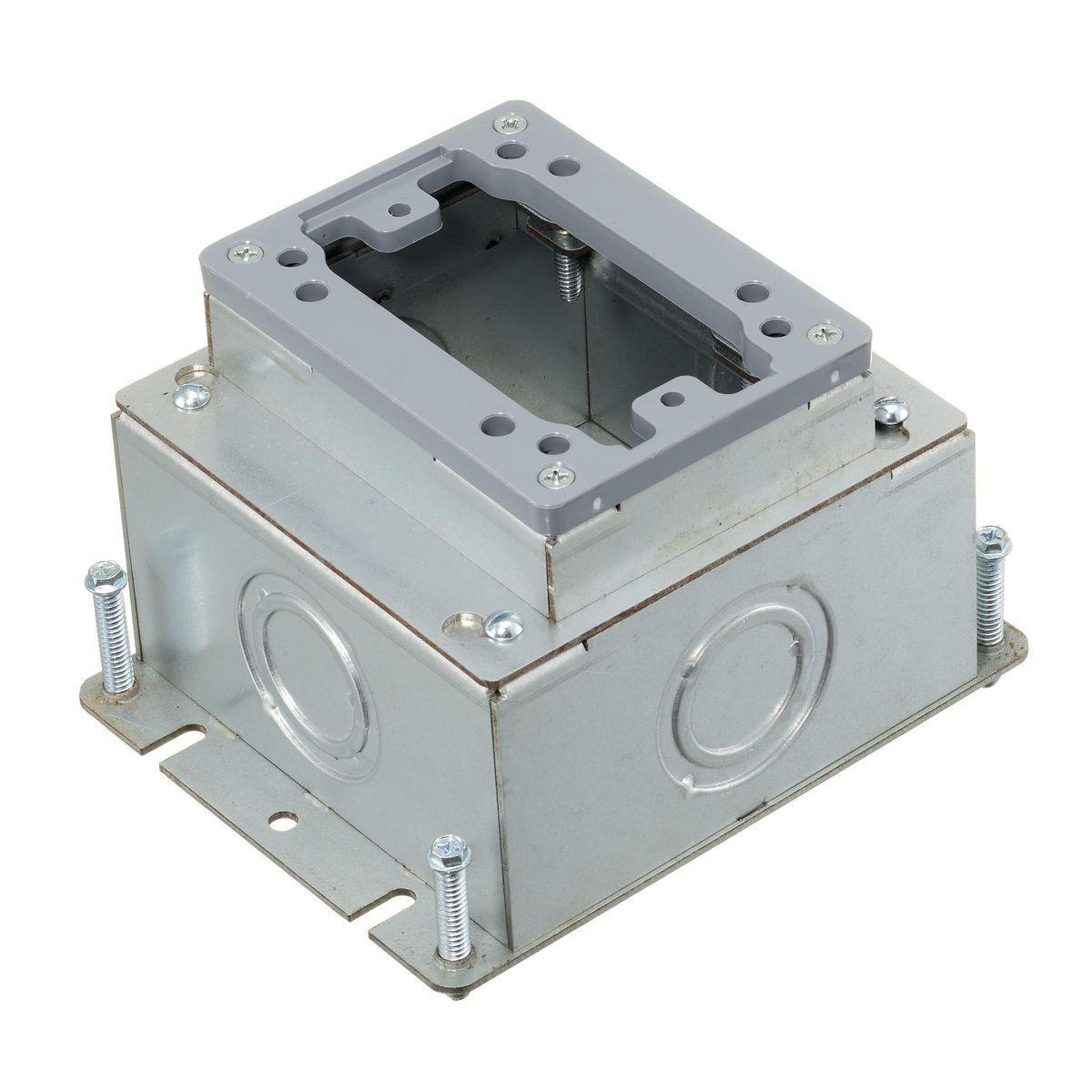 Hubbell Wiring Device-Kellems FB2431 Concrete Flush Floor Box, Stamped Steel/PVC, 54 cu-in Capacity, 1 Gangs, (6) Knockouts, 3.73 in H x 4.81 in W x 6 in L