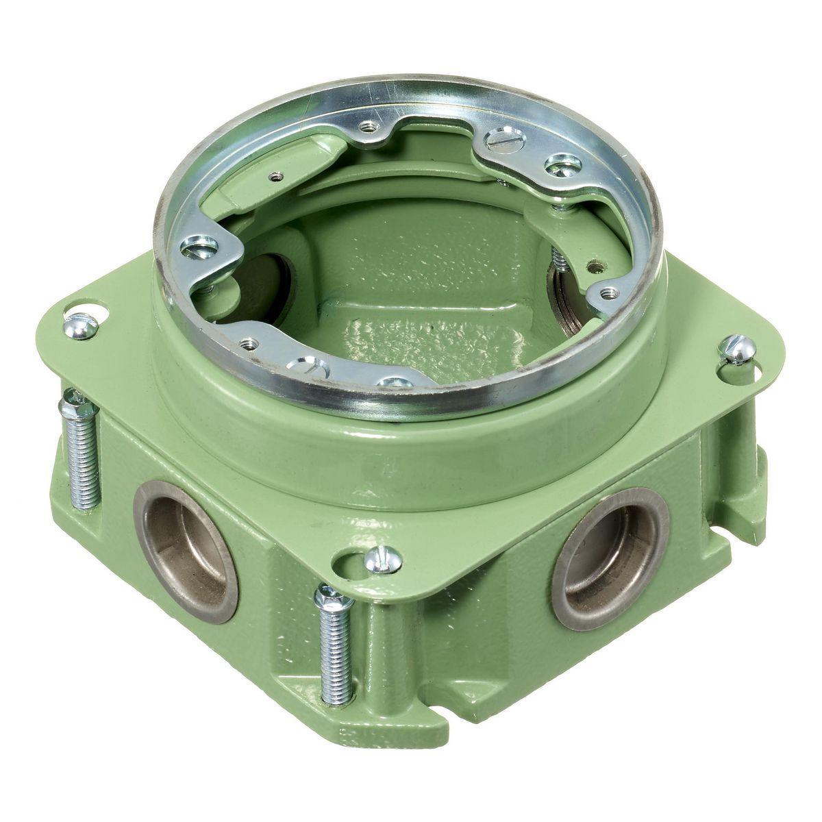 Hubbell Wiring Device-Kellems FB2537 Concrete Flush Floor Box, Cast Iron/Stamped Steel/PVC, 30 cu-in Capacity, 1 Gangs, (4) Knockouts, 2.87 in H x 4.85 in W x 4.85 in L