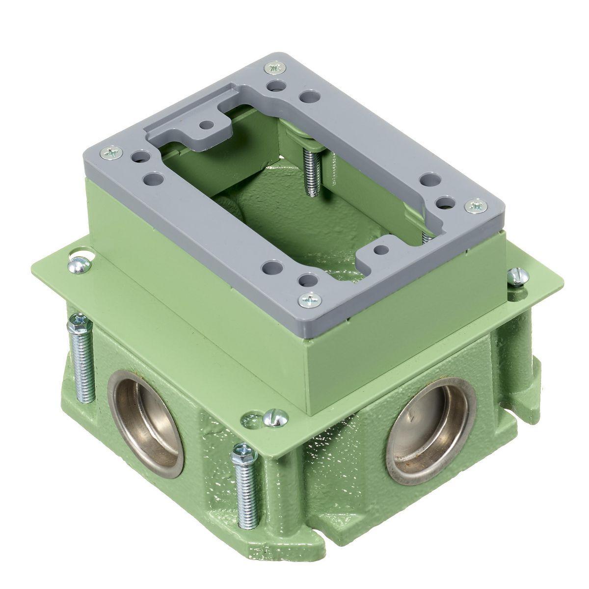 Hubbell Wiring Device-Kellems FB4133 Concrete Flush Floor Box, Cast Iron/Stamped Steel/PVC, 33 cu-in Capacity, 1 Gangs, (4) Knockouts, 3.42 in H x 4.85 in W x 4.85 in L
