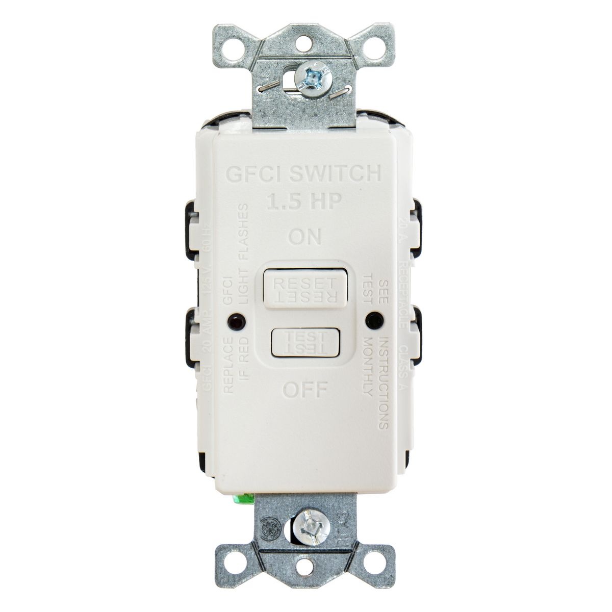 Hubbell Wiring Device-Kellems AUTOGUARD® GFBFHP20W 1-Phase Blank Face Insulated Standard GFCI Receptacle, 125 V AC, 20 A, 3 Wires, White