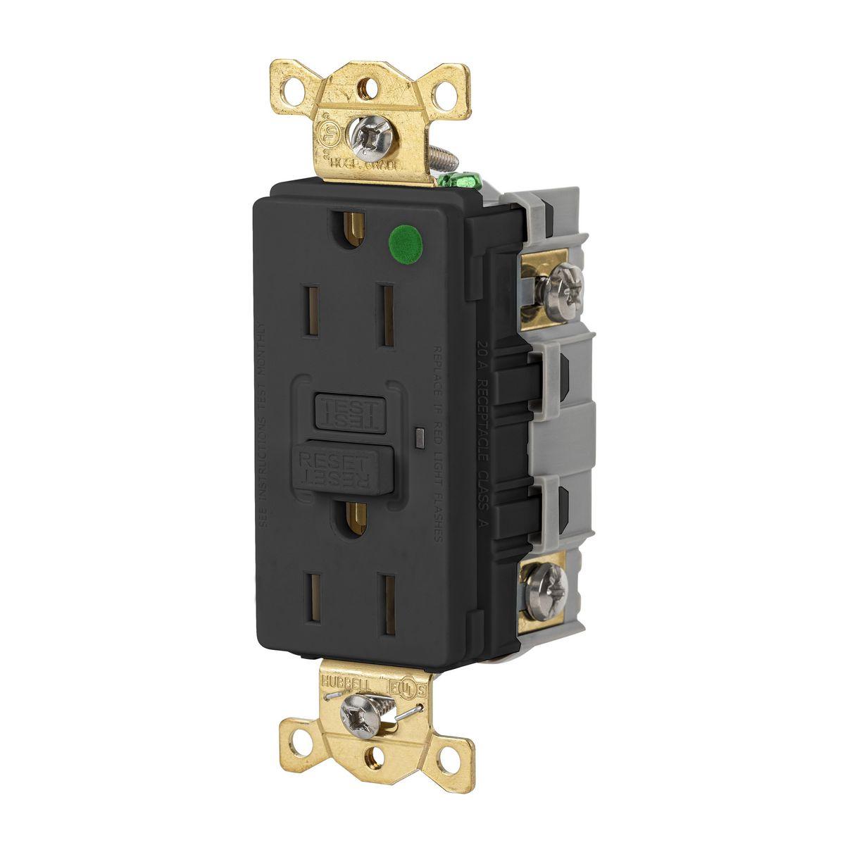 Hubbell Wiring Device-Kellems GFR82BLK GFCI Receptacles