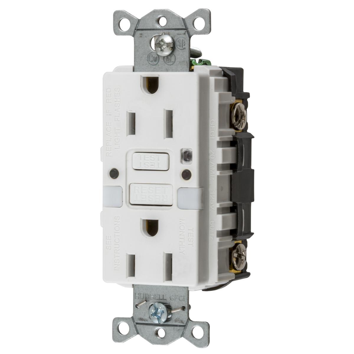 Hubbell Wiring Device-Kellems GFRST15WNL GFCI Receptacles