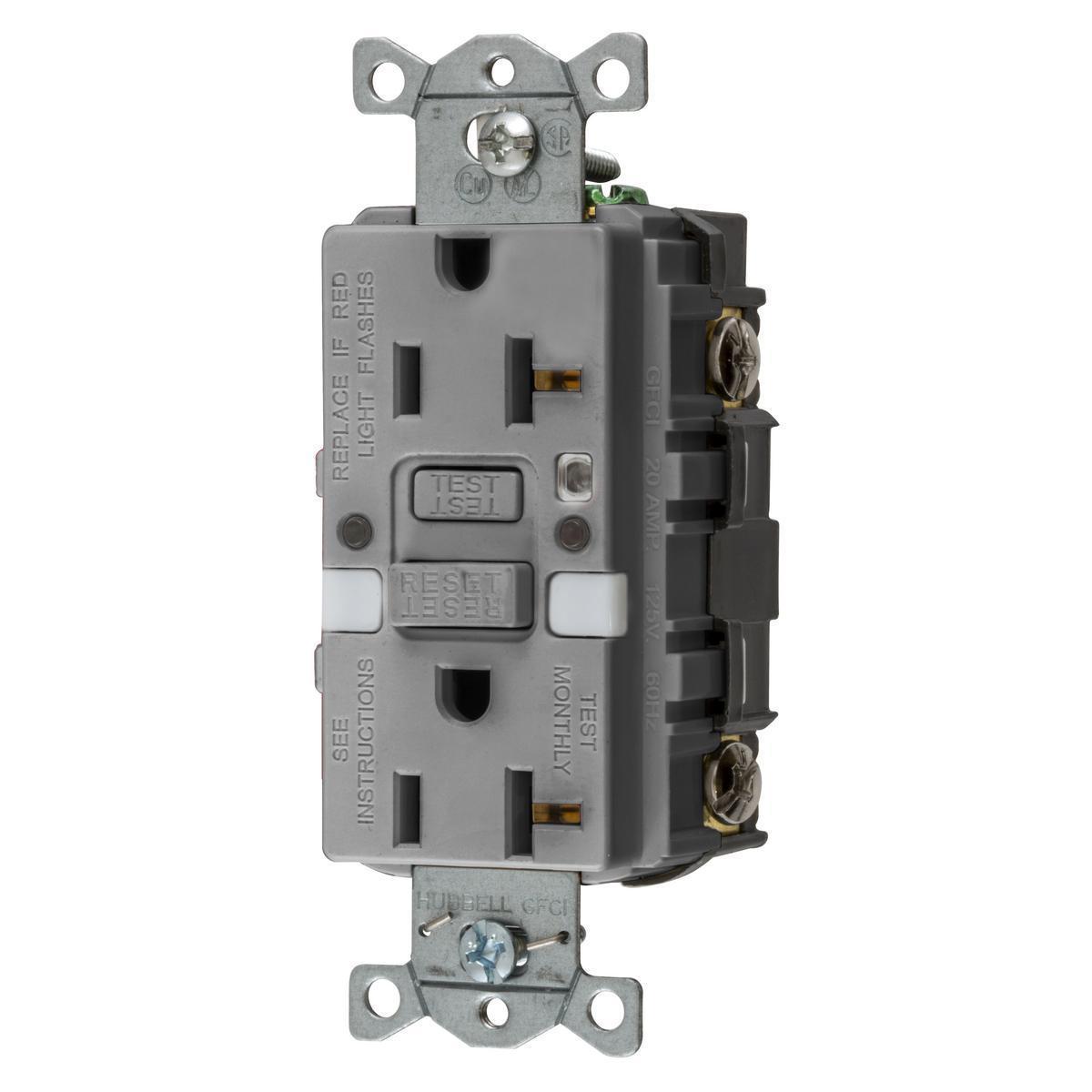 Hubbell Wiring Device-Kellems GFRST20GYNL GFCI Receptacles