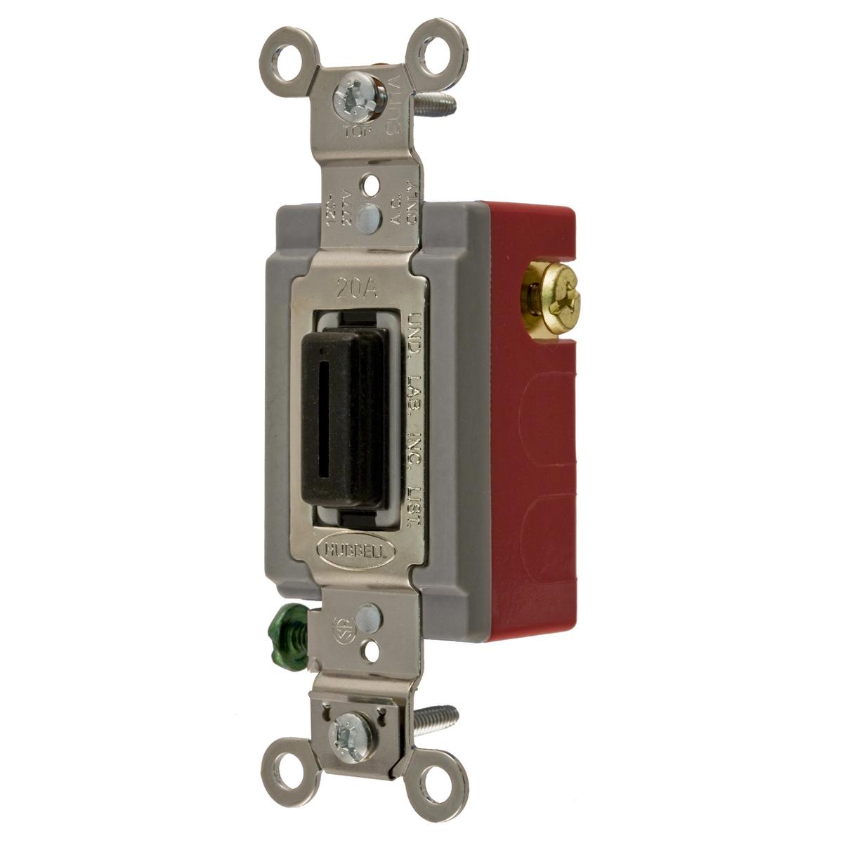 Hubbell Wiring Device-Kellems HBL® HBL1557L HBL® Double Throw Extra Heavy Duty Standard Locking Switch, 120 to 277 V AC, 20 A, 5540 W Power Rating, SPDT/3-Position Contact