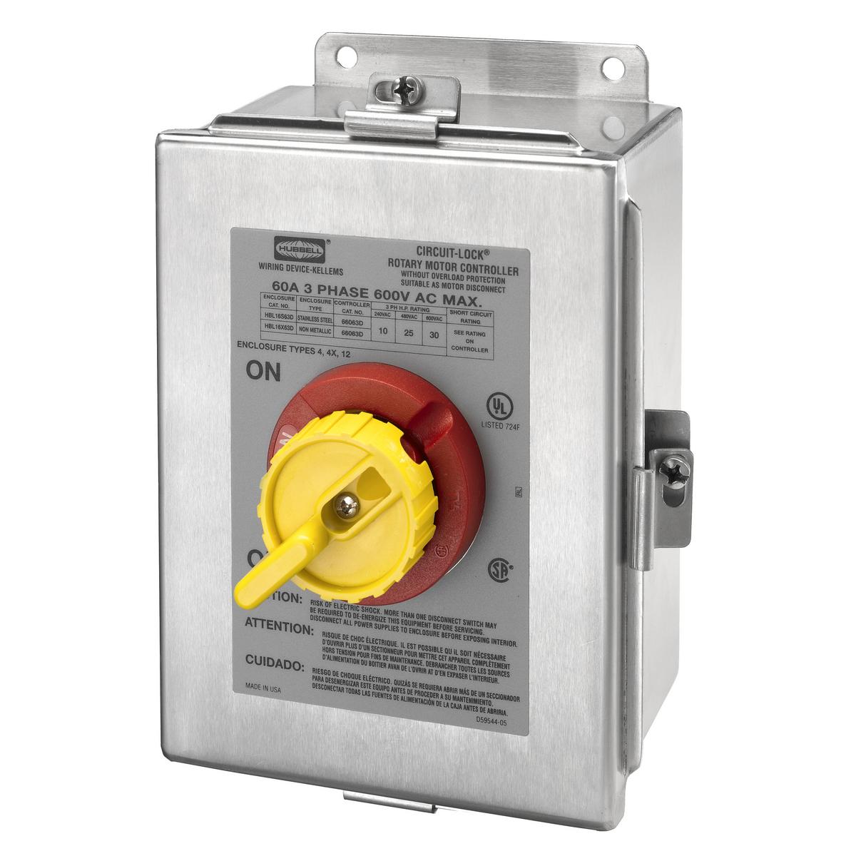 Hubbell Wiring Device-Kellems HBL16S63D Enclosed Rotary Disconnects