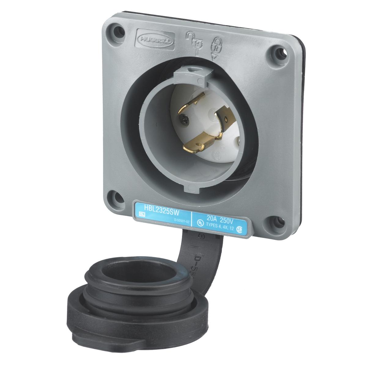 Hubbell Wiring Device-Kellems HBL2325SW Locking Flanged Inlets & Outlets