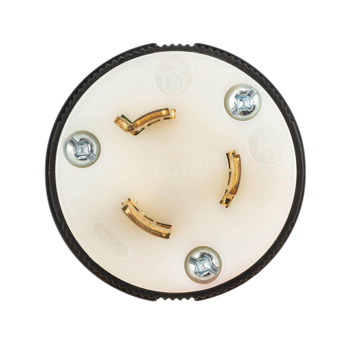 Hubbell Wiring Device-Kellems HBL2331ST Twist-Lock 2-Pole 3-Wire Grounding Plug, 277 V AC, 20 A, 2 Poles, 3 Wires, Black/White