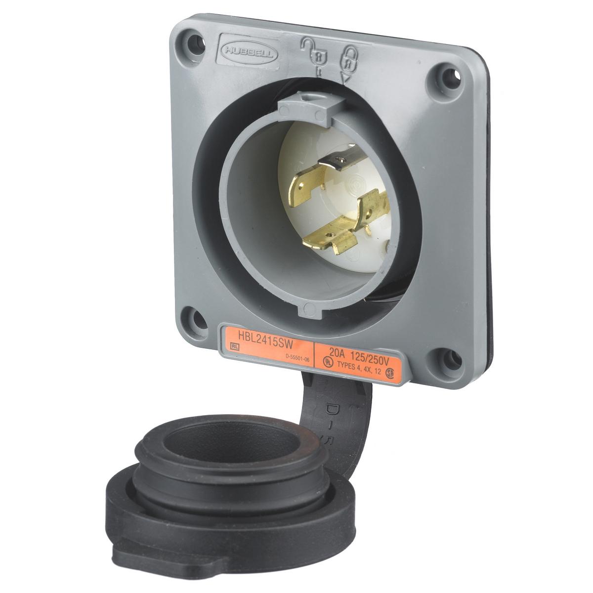 Hubbell Wiring Device-Kellems HBL2415SW Locking Flanged Inlets & Outlets