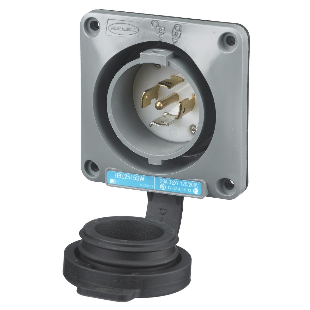 Hubbell Wiring Device-Kellems HBL2515SW Locking Flanged Inlets & Outlets