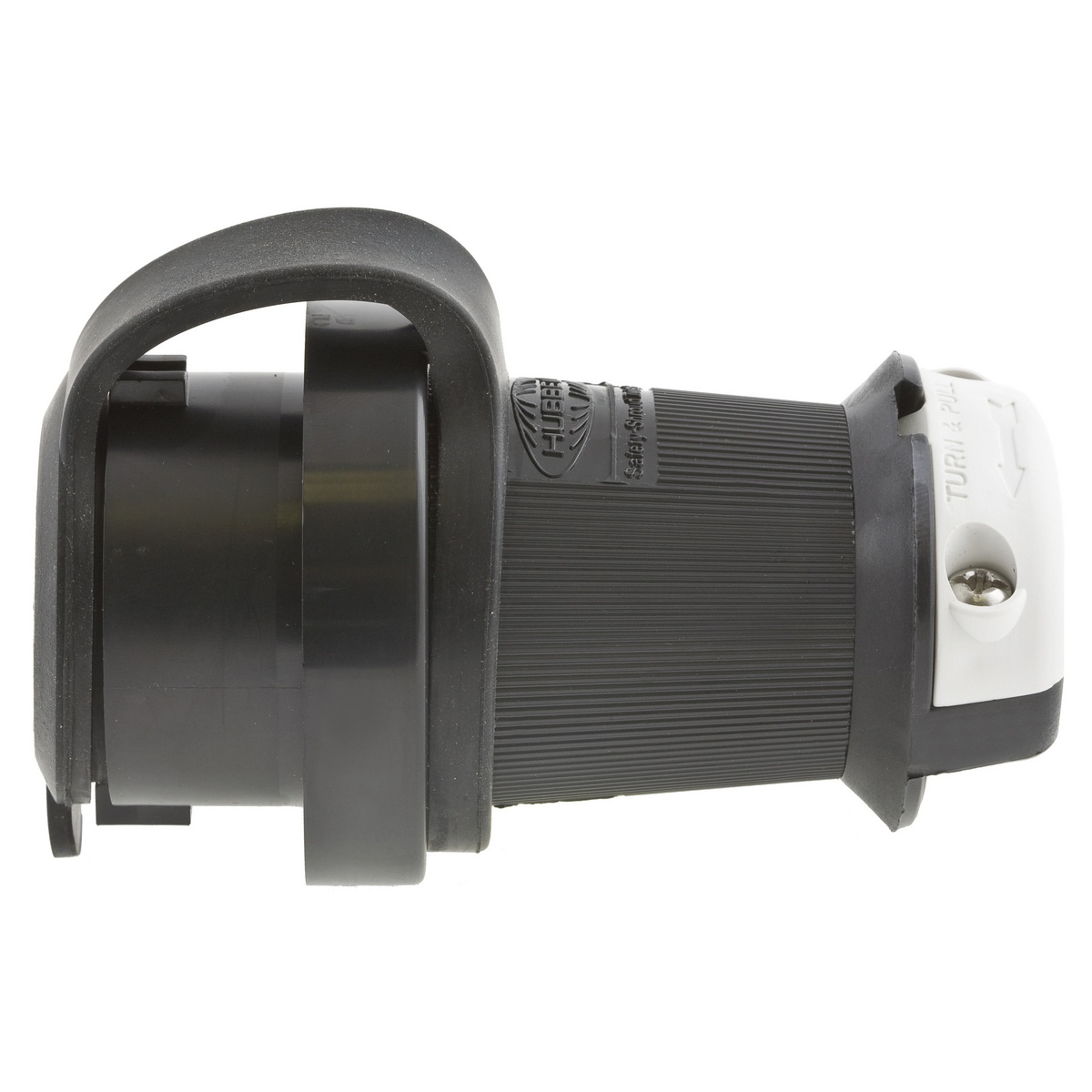 Hubbell Wiring Device-Kellems HBL2721SW HBL® 3-Phase Grounding Watertight Cord Mount Locking Plug, 250 V AC, 30 A, 3 Poles, 4 Wires, Black/White