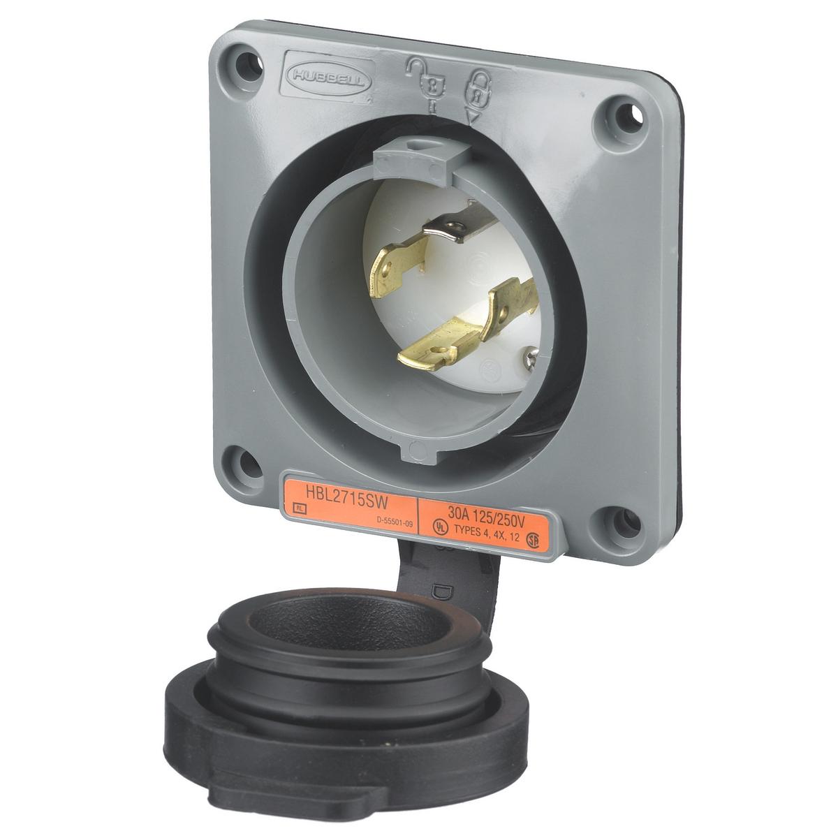 Hubbell Wiring Device-Kellems HBL2715SW Locking Flanged Inlets & Outlets