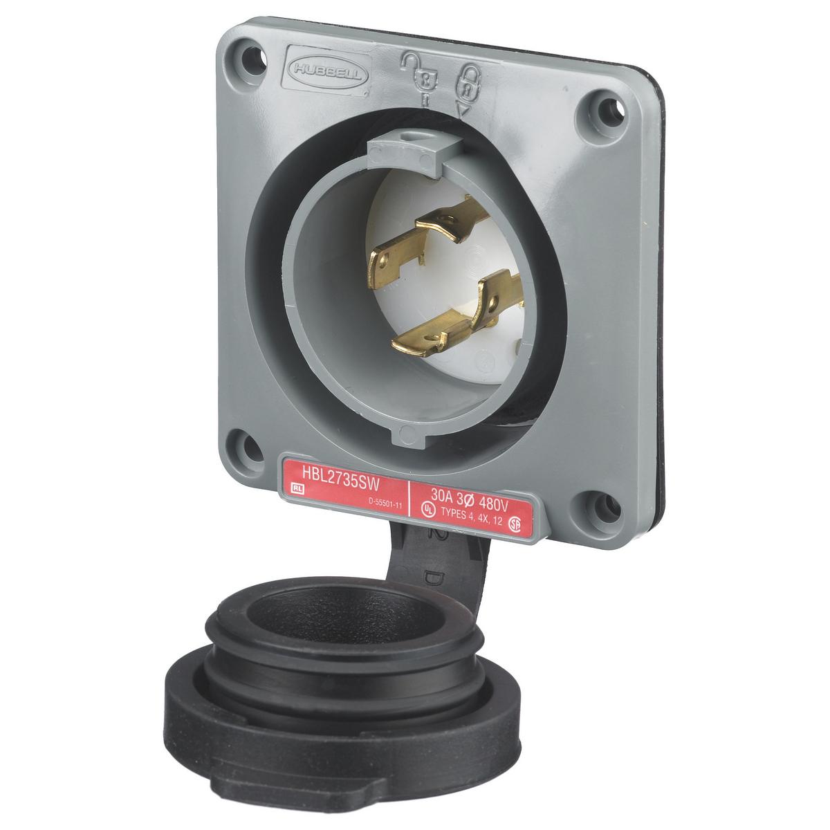 Hubbell Wiring Device-Kellems HBL2735SW Locking Flanged Inlets & Outlets