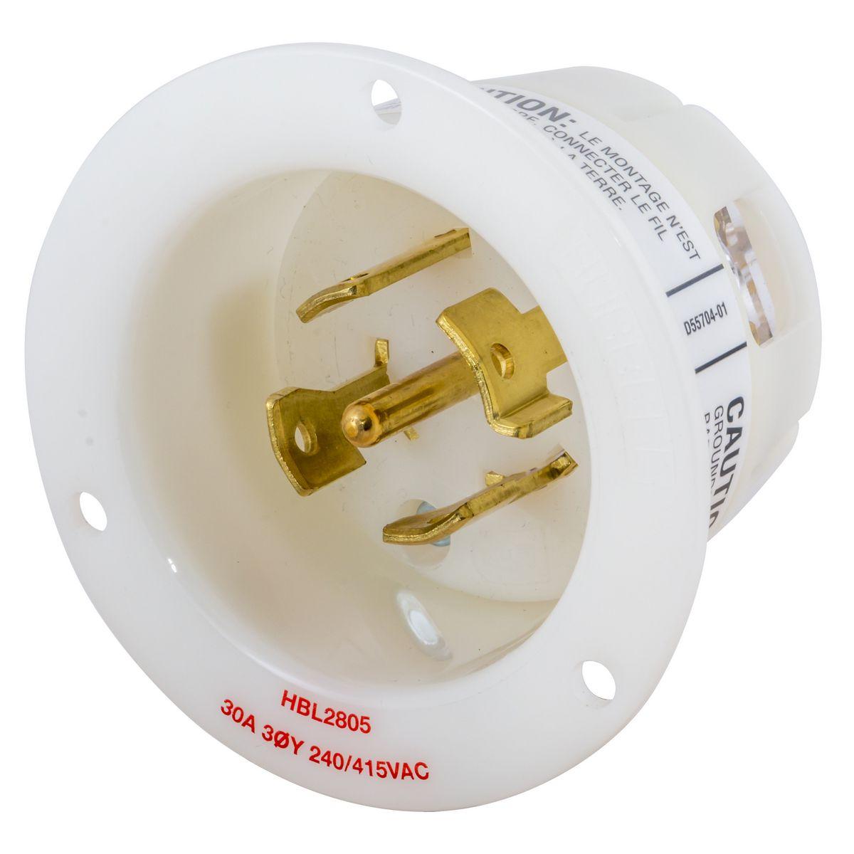 Hubbell Wiring Device-Kellems HBL2805 Locking Flanged Inlets & Outlets