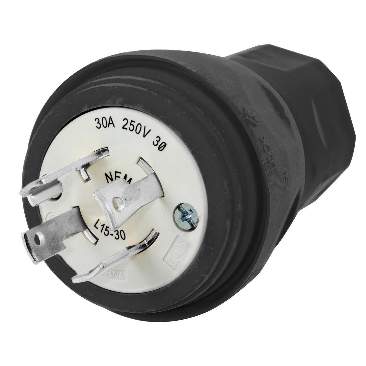 Hubbell Wiring Device-Kellems Twist-Lock® HBL28W75BK 3-Phase Grounding Male Locking Plug, 250 V AC, 30 A, 3 Poles, 4 Wires, Black