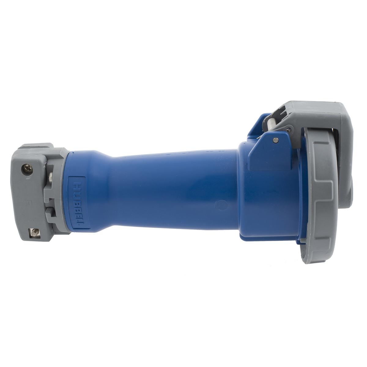 Hubbell Wiring Device-Kellems HBL320C6W Female Heavy Duty Insulated Standard Watertight Cord Mount Pin and Sleeve Connector, 250 V AC, 20 A, 2 Poles, 3 Wires, Blue