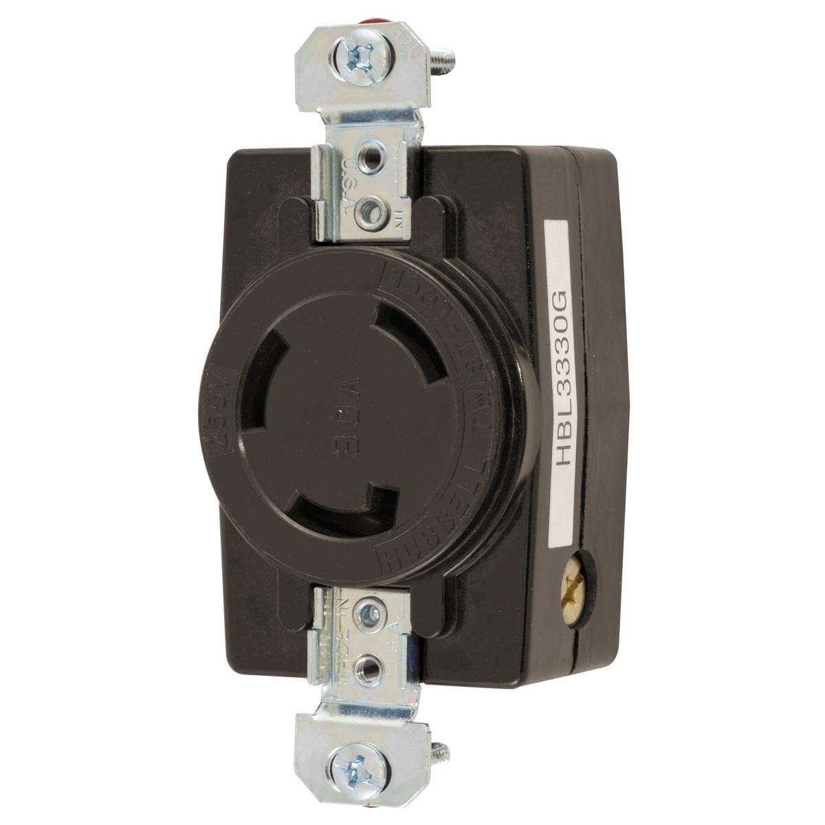 Hubbell Wiring Device-Kellems HBL3330G Locking Receptacles
