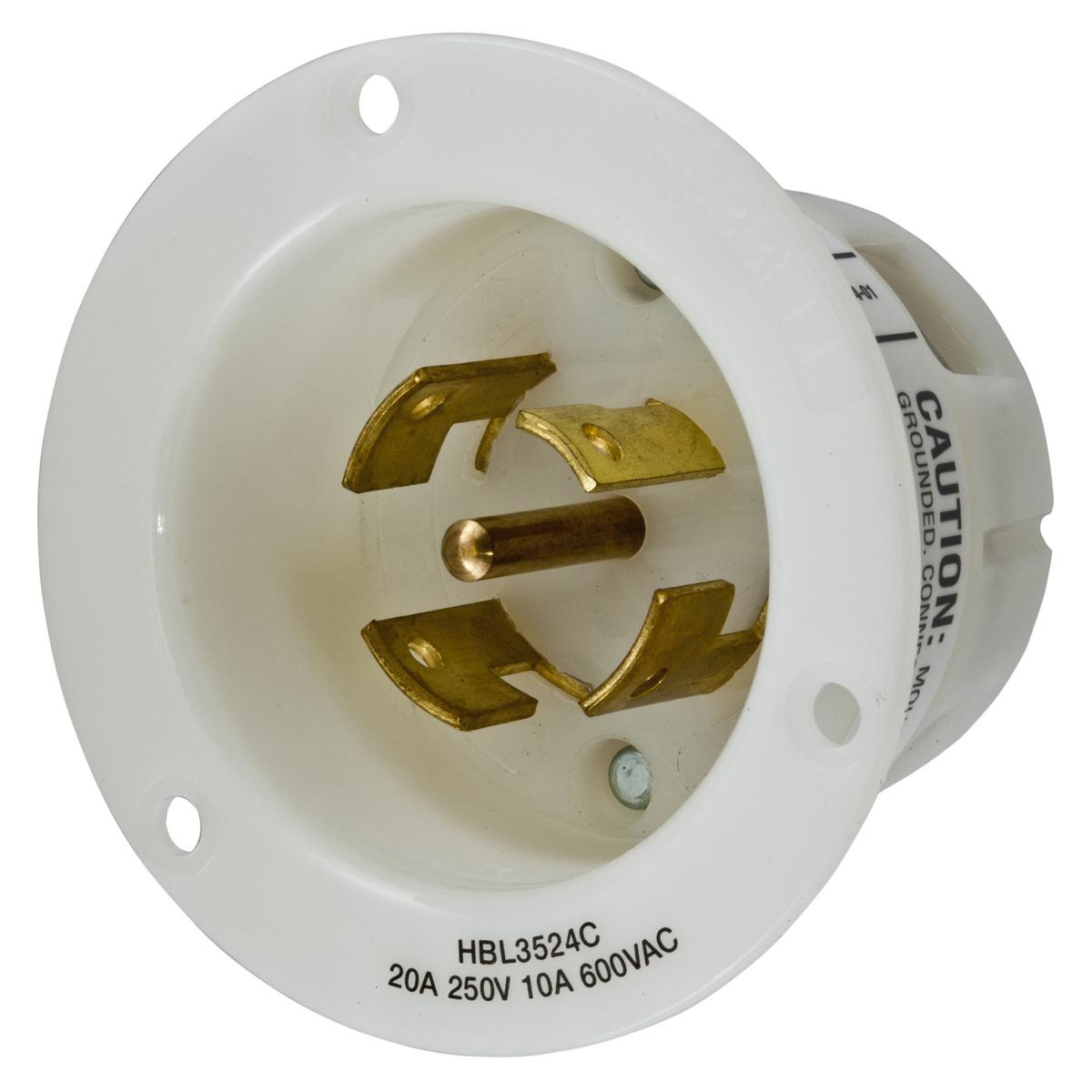 Hubbell Wiring Device-Kellems HBL3524C Locking Flanged Inlets & Outlets
