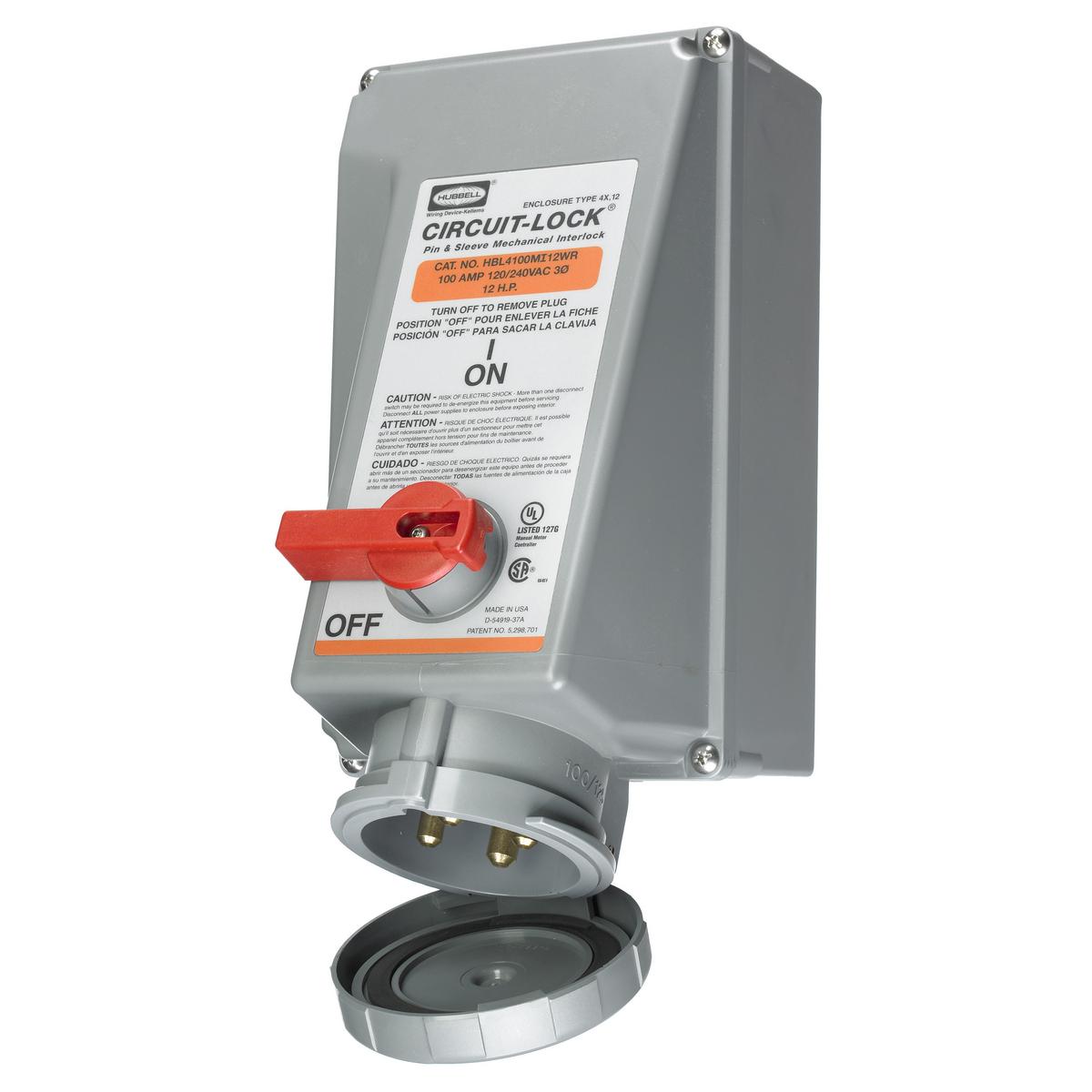 Hubbell Wiring Device-Kellems HBL4100MI12WR Pin & Sleeve Mechanical Interlock Device