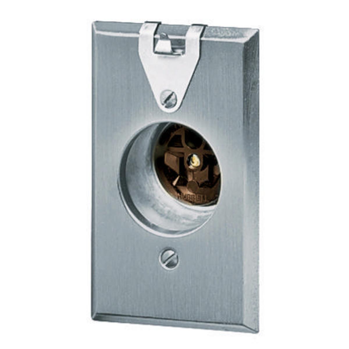 Hubbell Wiring Device-Kellems HBL5235 1-Phase Grounding Standard Sized Screw Mount Clock Hanger Receptacle, 125 V AC, 15 A, 2 Poles, 3 Wires, Brown
