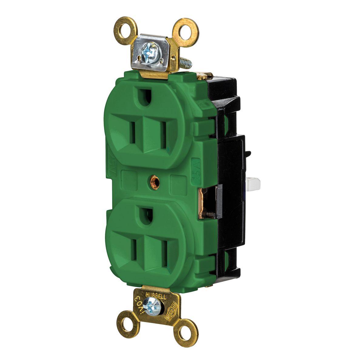 Hubbell Wiring Device-Kellems HBL5262STGN Straight Blade Receptacles