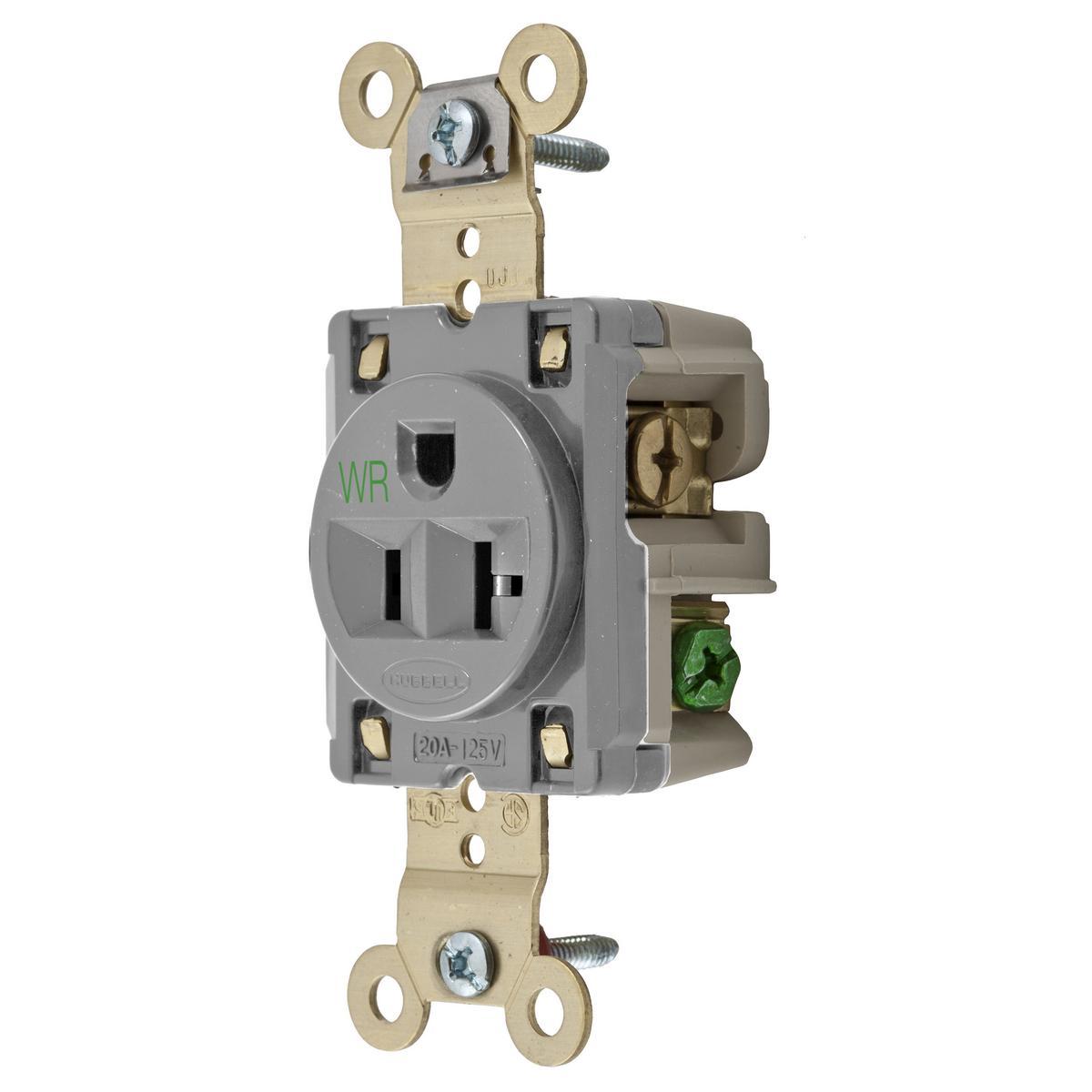Hubbell Wiring Device-Kellems HBL5361GRYWR Straight Blade Receptacles