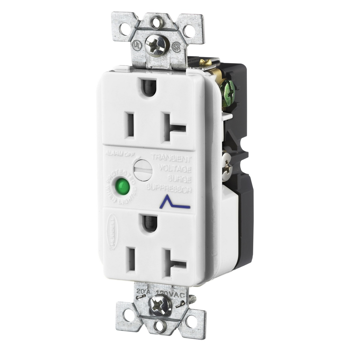 Wiring Device-Kellems HBL5362WSA Surge Protective Device, 125 V, 20 A, White
