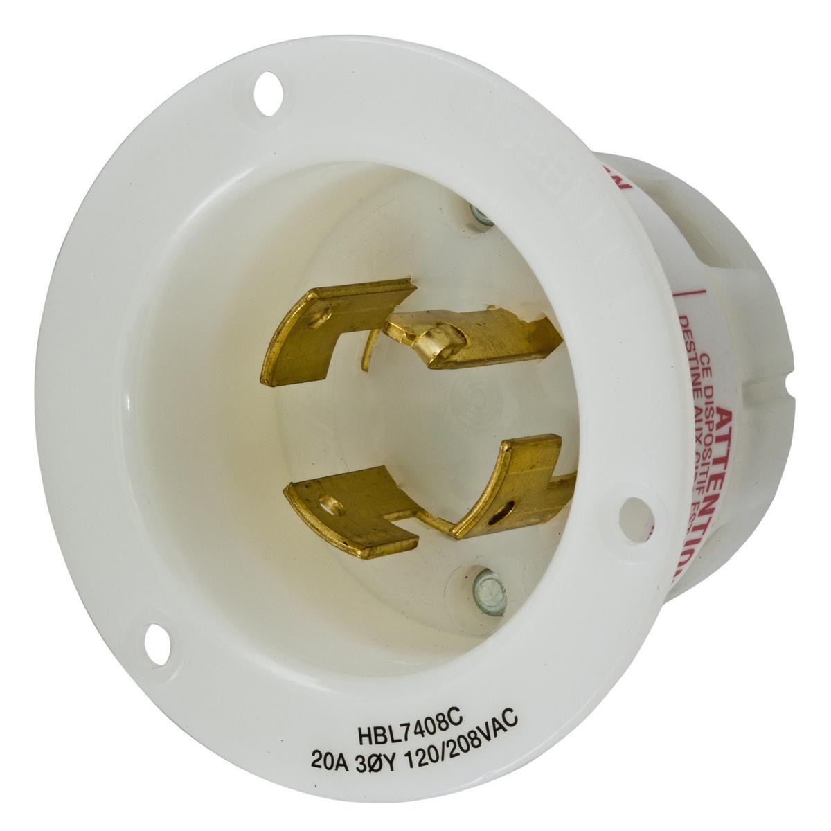 Hubbell Wiring Device-Kellems HBL7408C Locking Flanged Inlets & Outlets