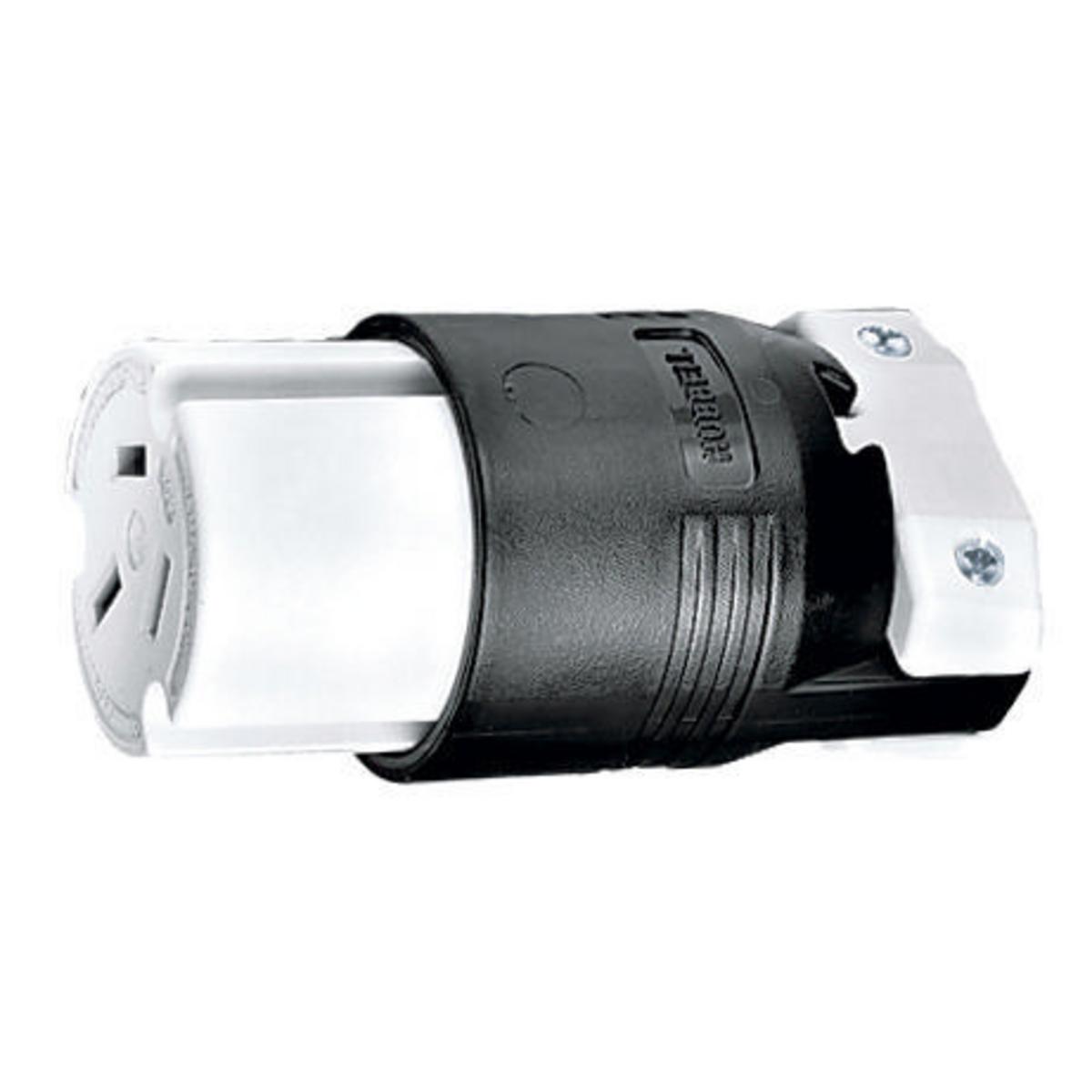 Hubbell Wiring Device-Kellems HBL7515C Female Heavy Duty Standard Sized Straight Cord Mount Connector Body, 125/250 V AC, 50 A, 3 Poles, 3 Wires, Black