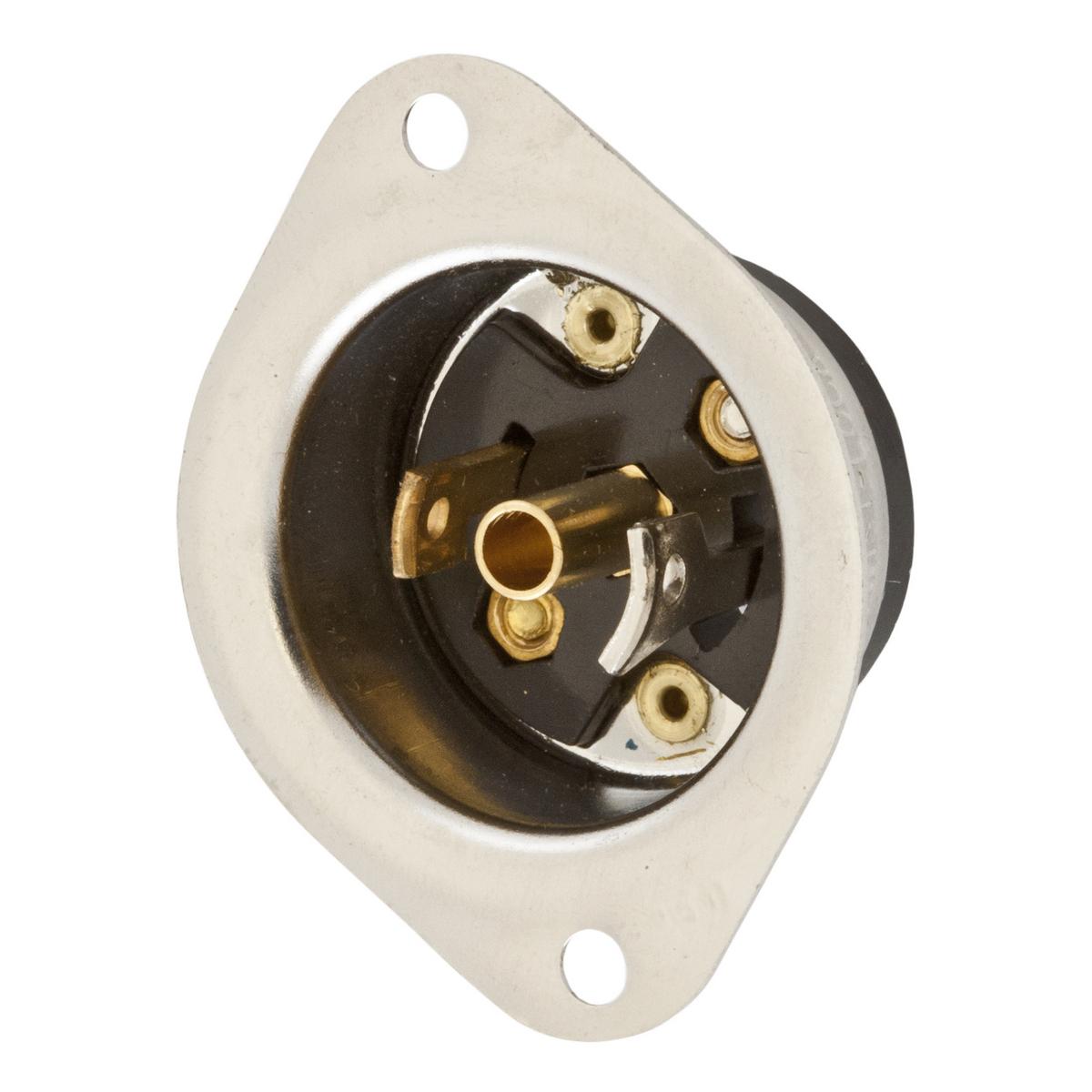 Hubbell Wiring Device-Kellems HBL7595 HBL® Locking Flanged Inlet, 125 V AC, 15 A, 2 Poles, 3 Wires, Black