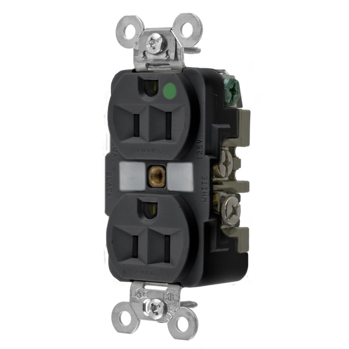 Hubbell Wiring Device-Kellems HBL8200BK Straight Blade Receptacles