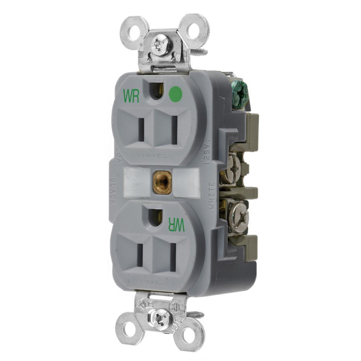 Hubbell Wiring Device-Kellems HBL8200GYWR Straight Blade Receptacles